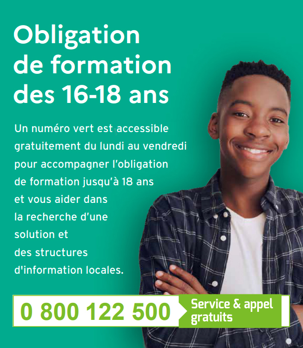 0 800 122 500, un numéro dédié à l'obligation de formation jusqu'à 18 ans.